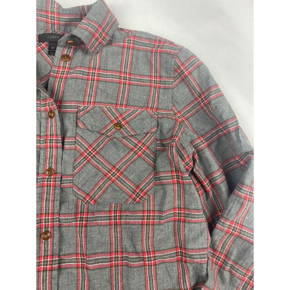 J. Crew Plaid Tunic Shirt Women's Size 4T Tall Gray Red - Picture 6 of 15